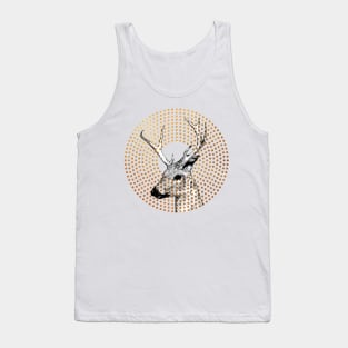 Retro Deer Head Antlers Gold Dots Tank Top